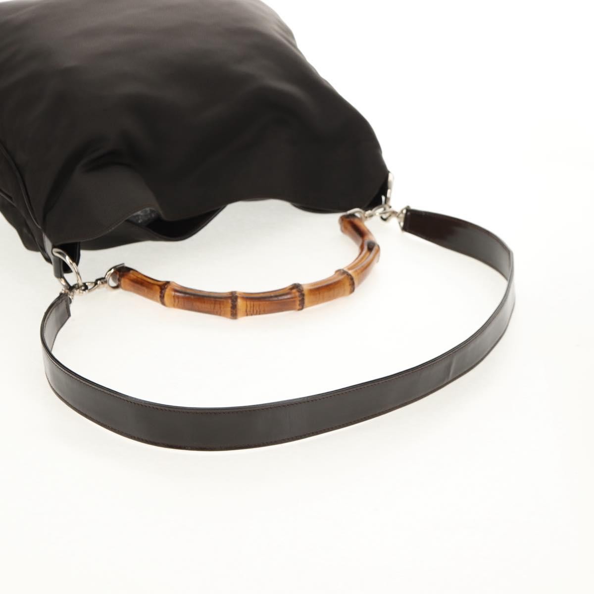 Gucci Vintage Bamboo Shoulder Bag Nylon, BROWN, NYLON, Shoulder bag