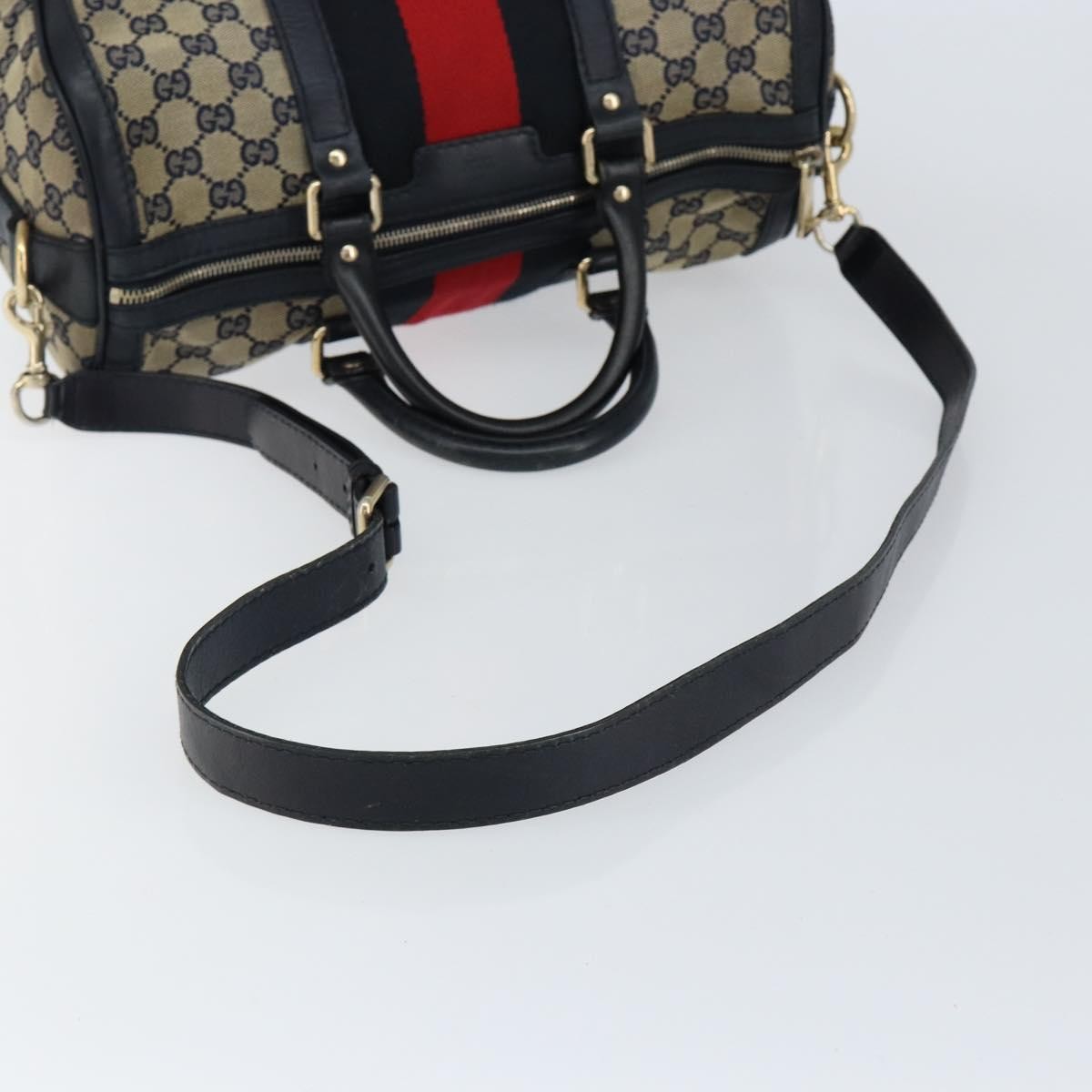 Gucci Vintage Web Boston Bag GG Canvas, NAVY, CANVAS, Travel bag