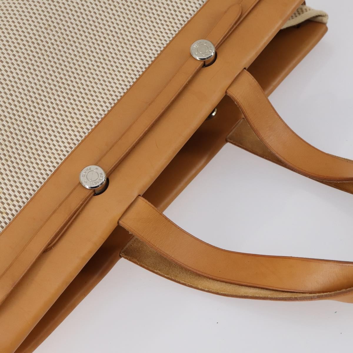 Hermes Herbag Cabas Toile and Leather, BEIGE, CANVAS, Tote bag