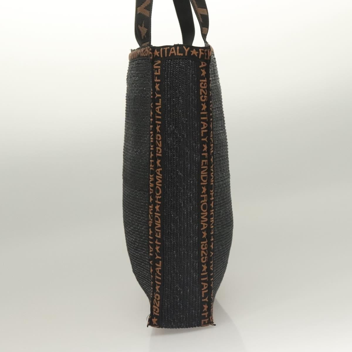 Fendi Zucca Tote bag Straw, BLACK, WOOD, Tote bag