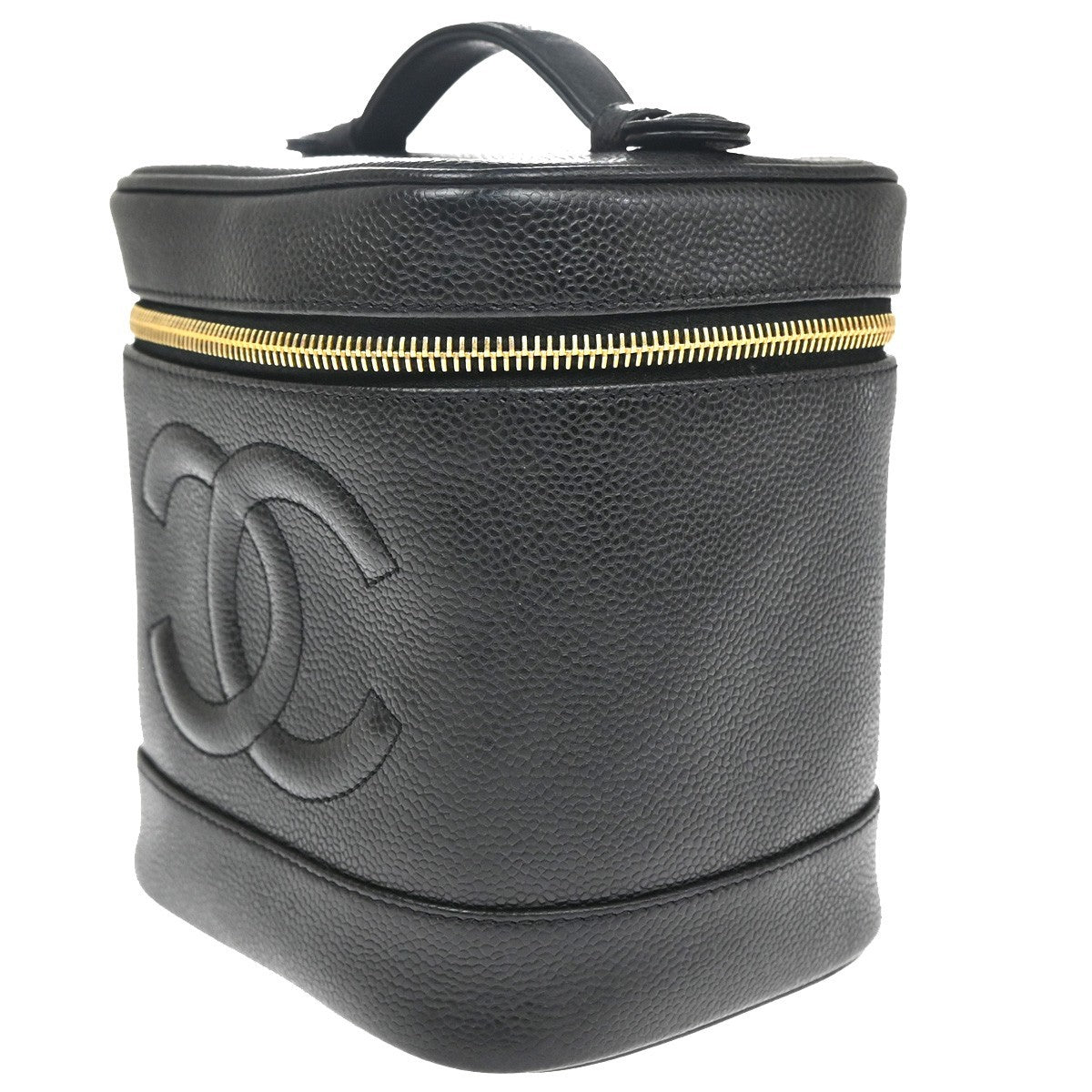 Chanel Vintage Timeless Cosmetic Case Caviar, Black, Leather, Handbag