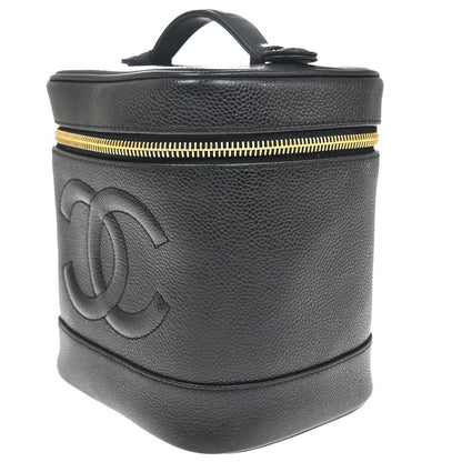 Chanel Vintage Timeless Cosmetic Case Caviar, Black, Leather, Handbag