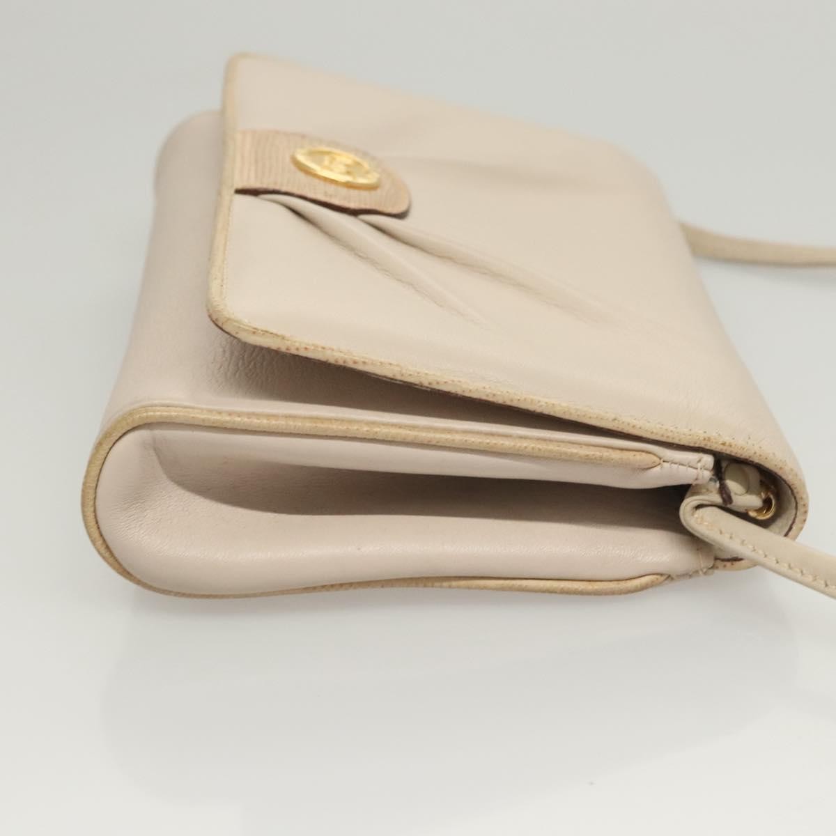 Celine Flap Shoulder Bag Leather, BEIGE, LEATHER, Shoulder bag