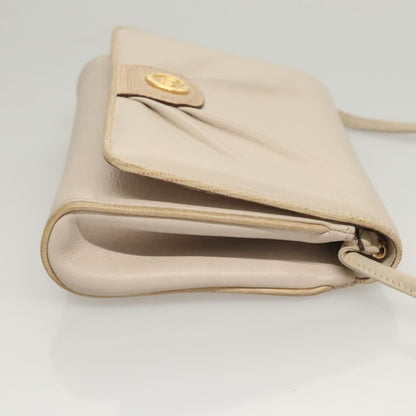 Celine Flap Shoulder Bag Leather, BEIGE, LEATHER, Shoulder bag