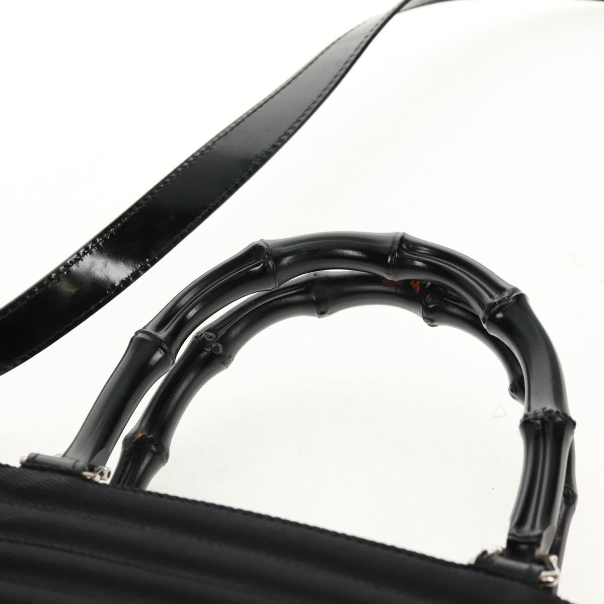 Gucci Vintage Bamboo Handle Bag Nylon, BLACK, NYLON, Handbag