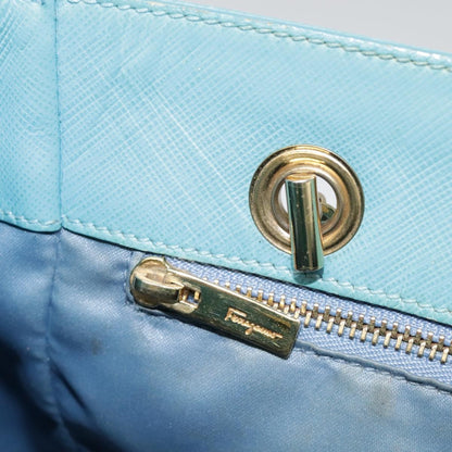 Salvatore Ferragamo Vara Bow Chain Tote Leather, BLUE, LEATHER, Tote bag