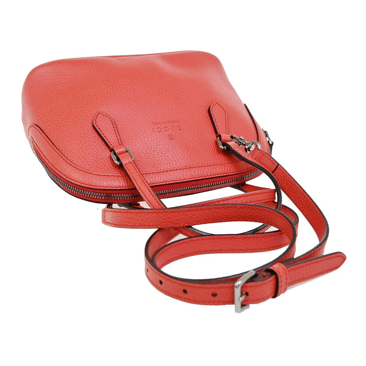 Gucci Web Convertible Dome Satchel Leather, RED, LEATHER, Handbag