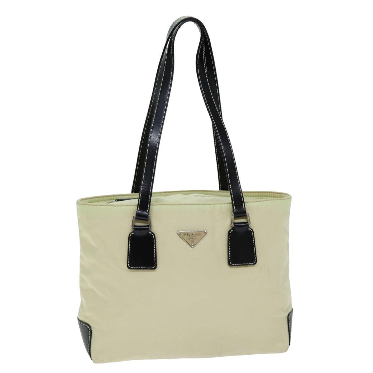 Prada Vintage Zip Handbag Tessuto, BEIGE, NYLON, Handbag