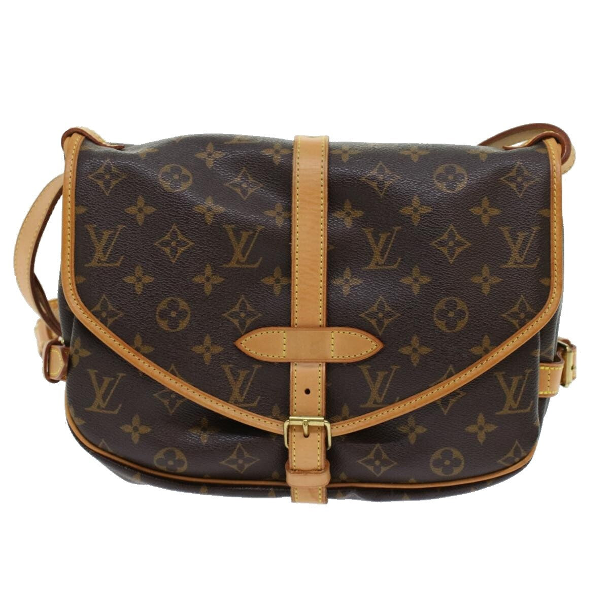Louis Vuitton Saumur Handbag Monogram Canvas, BROWN, CANVAS, Shoulder bag