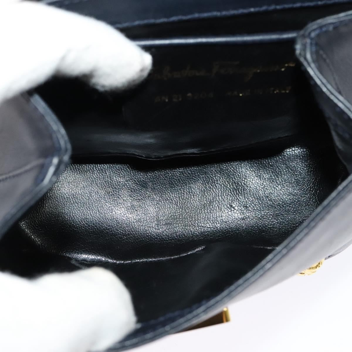 Salvatore Ferragamo Flap Shoulder Bag Leather, NAVY, LEATHER, Shoulder bag