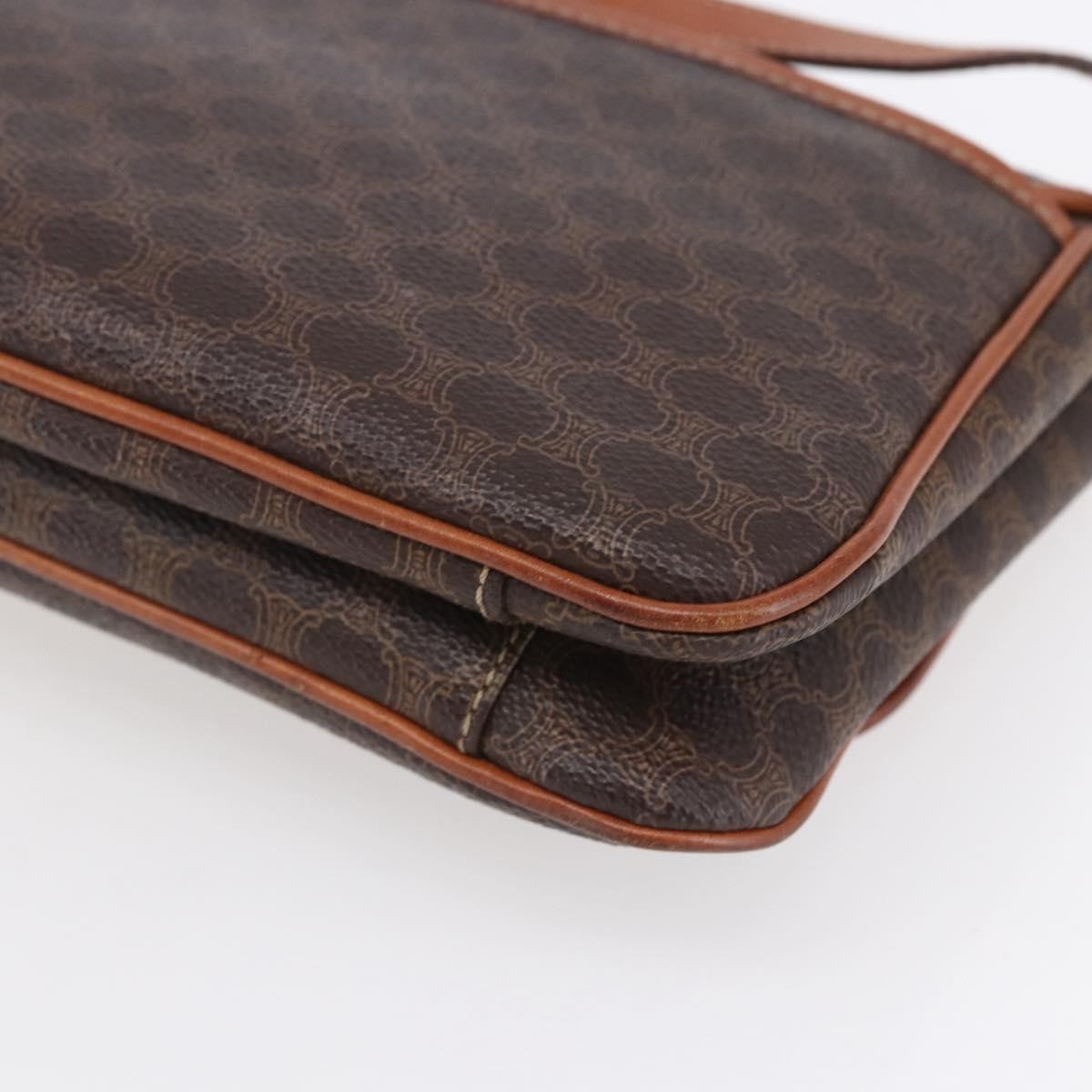 Celine Vintage Macadam Shoulder Bag Canvas and Leather, BROWN, CANVAS, Shoulder bag