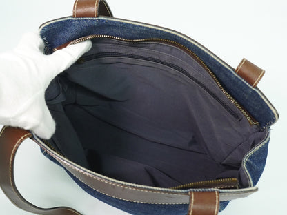 Chanel Vintage CC Tote Denim with Leather, NAVY, DENIM_JEANS, Tote bag