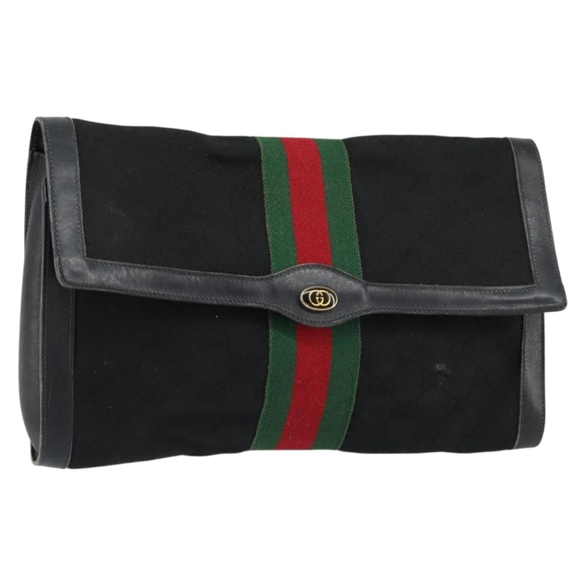 Gucci Sherry line pouch Canvas, BLACK, CANVAS, Clutche & pouche