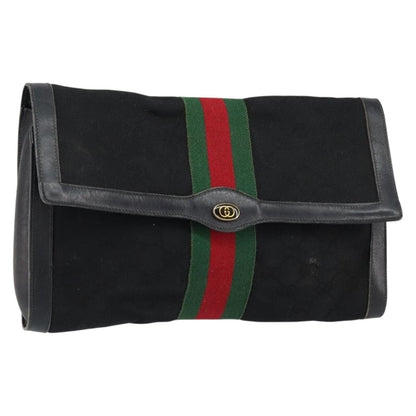 Gucci Sherry line pouch Canvas, BLACK, CANVAS, Clutche & pouche