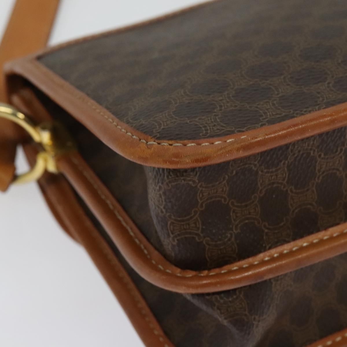 Celine Tricolor Trapeze Bag Leather, BROWN, CANVAS, Handbag