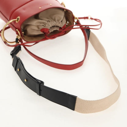 Chloe Roy Bucket Bag Leather, RED, LEATHER, Shoulder bag