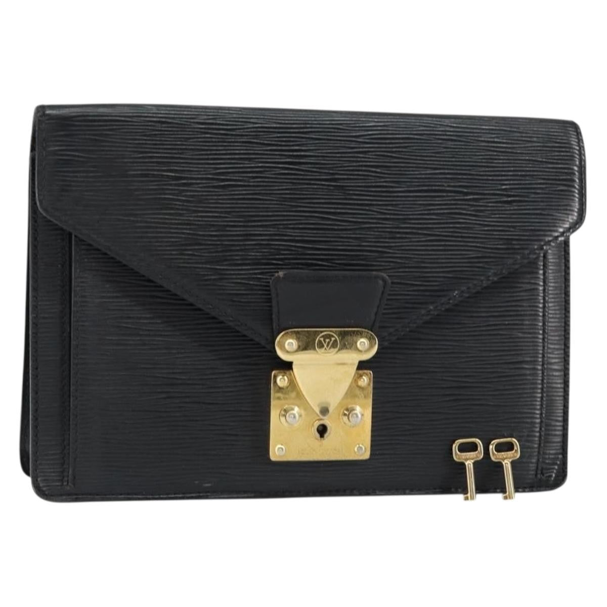 Louis Vuitton Dragonne Pochette Epi Leather, BLACK, LEATHER, Clutche & pouche