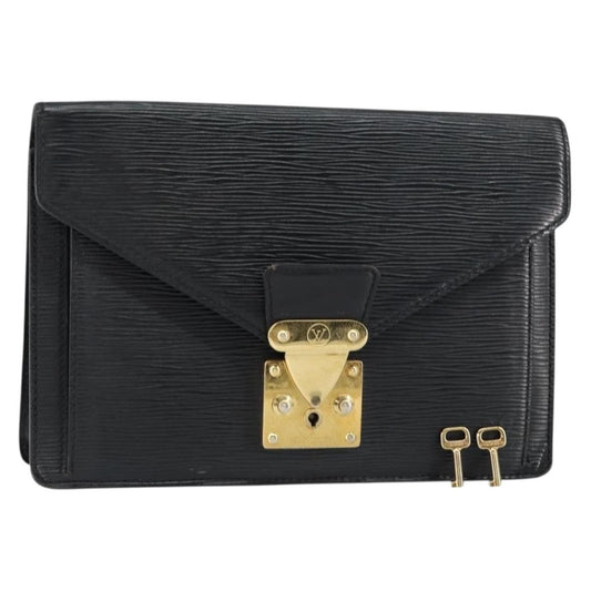 Louis Vuitton Dragonne Pochette Epi Leather, BLACK, LEATHER, Clutche & pouche