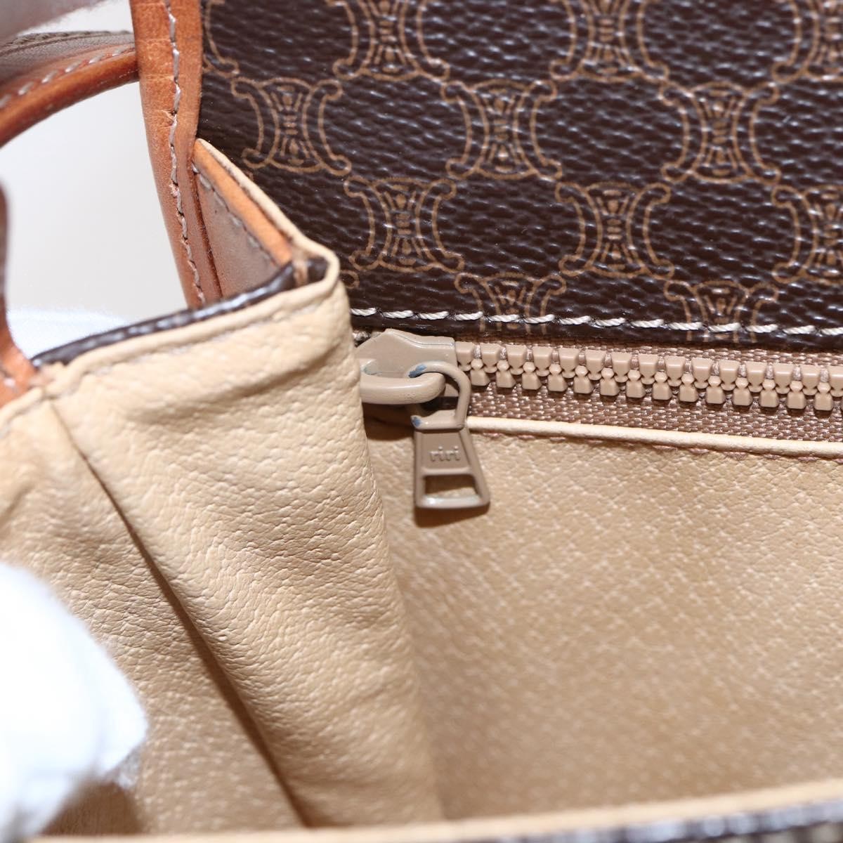 Celine Vintage Macadam Shoulder Bag Canvas and Leather, BROWN, CANVAS, Shoulder bag