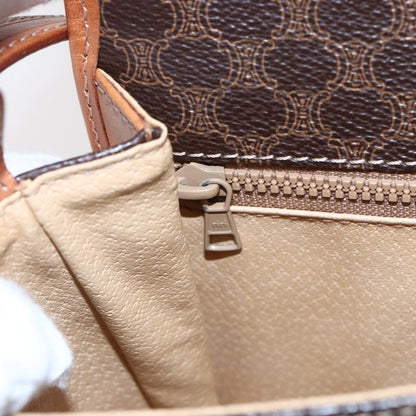 Celine Vintage Macadam Shoulder Bag Canvas and Leather, BROWN, CANVAS, Shoulder bag