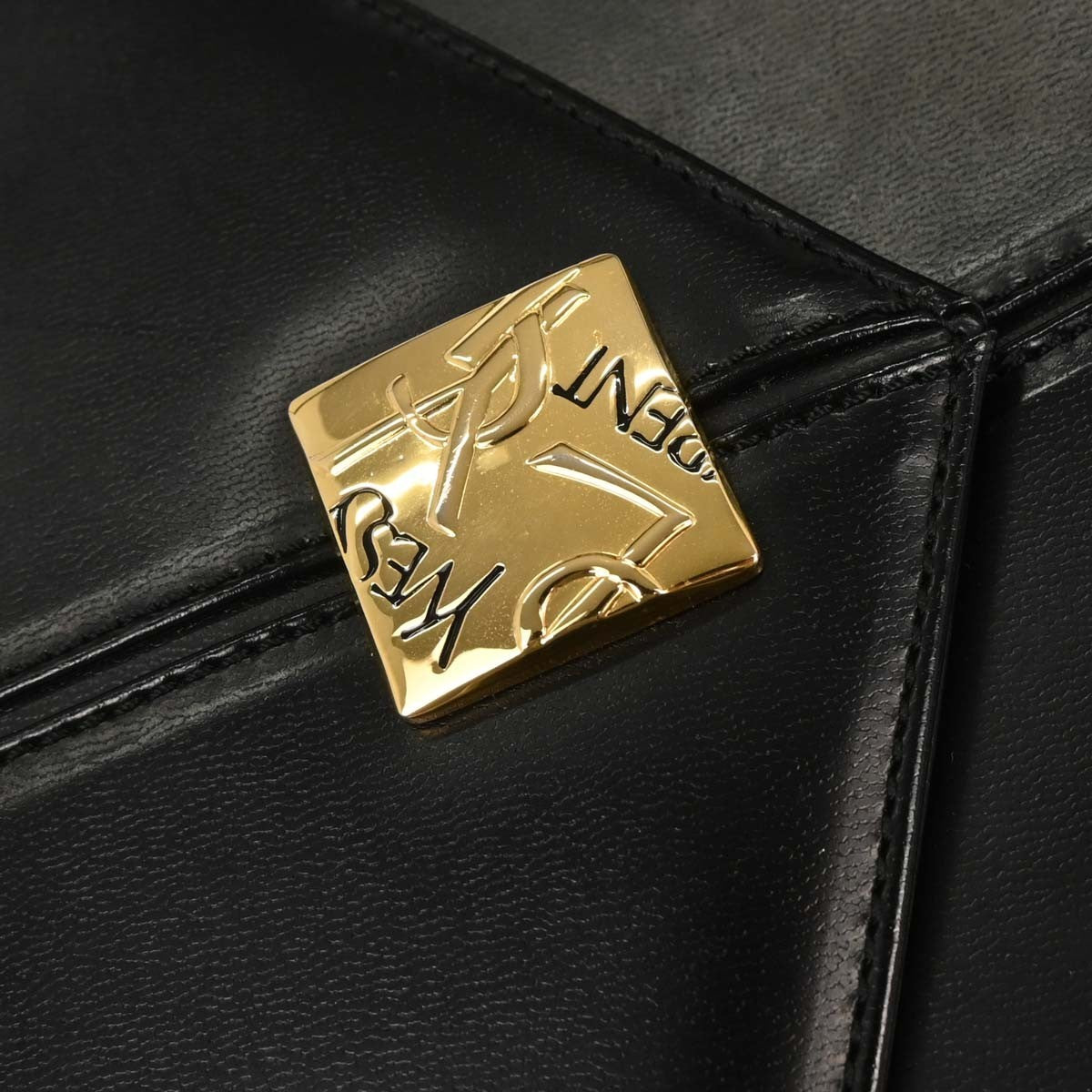 Saint Laurent Vintage Handbag Leather, BLACK, LEATHER, Handbag