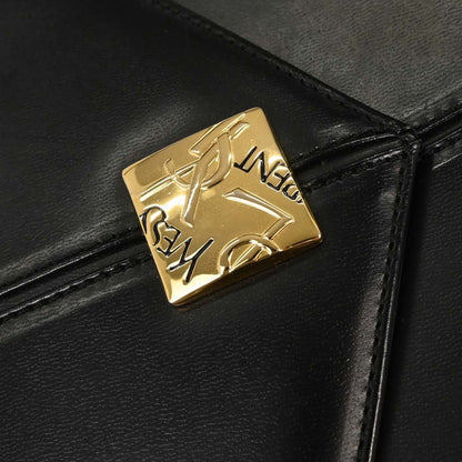 Saint Laurent Vintage Handbag Leather, BLACK, LEATHER, Handbag