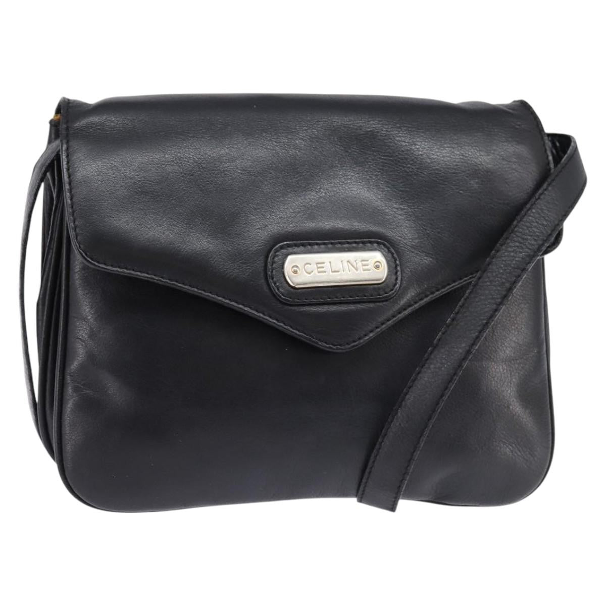 Celine Shoulder Bag Leather, BLACK, LEATHER, Shoulder bag