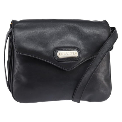 Celine Shoulder Bag Leather, BLACK, LEATHER, Shoulder bag