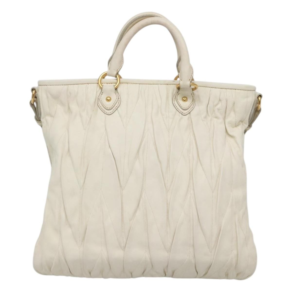 Miu Miu Vintage Tote bag Leather, WHITE, LEATHER, Tote bag
