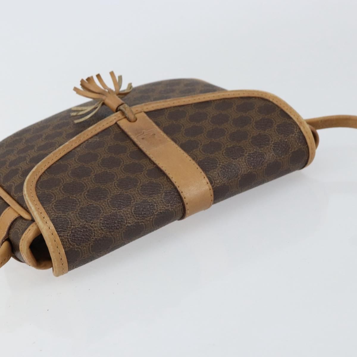 Celine Vintage Macadam Shoulder Bag Canvas and Leather, BROWN, CANVAS, Shoulder bag