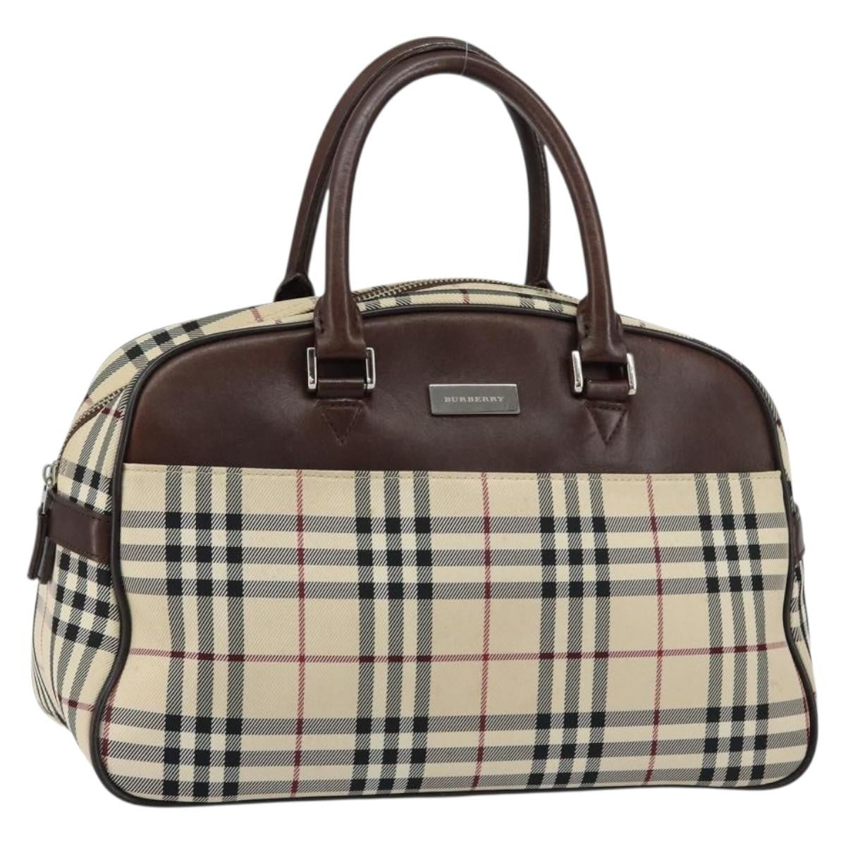 Burberry Nova Check Bowling Bag Canvas, BEIGE, NYLON, Handbag