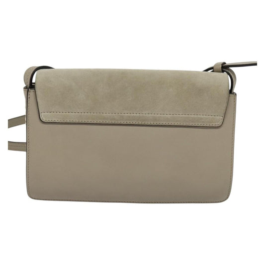 Chloe Faye Shoulder Bag Leather and Suede, GRAY, LEATHER, Shoulder bag