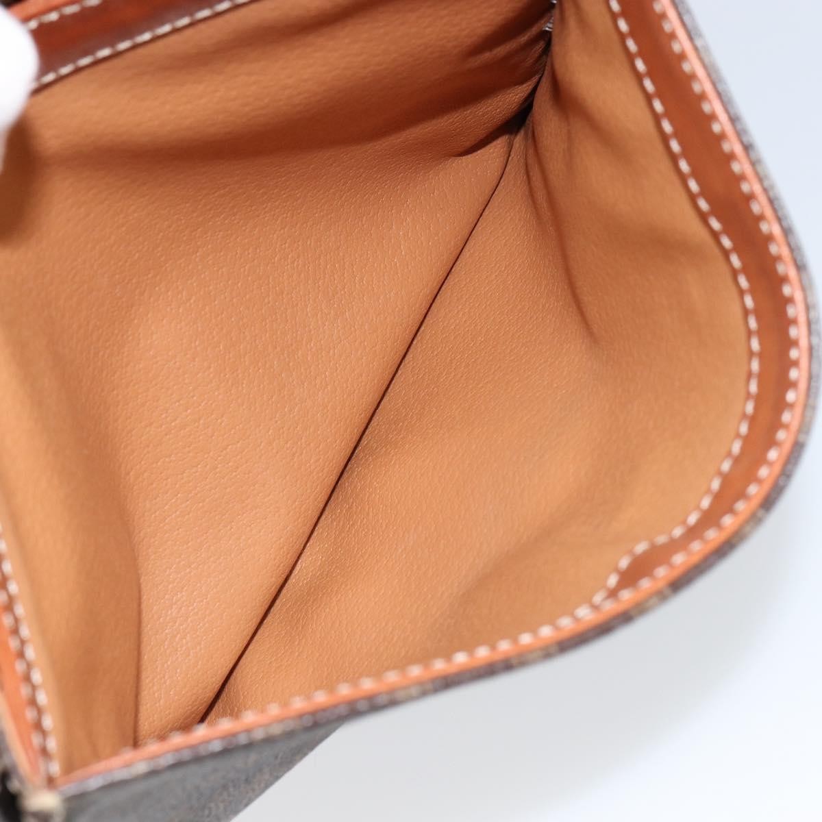 Celine Vintage Macadam Circle Logo Shoulder Bag Canvas and Leather, BROWN, CANVAS, Shoulder bag