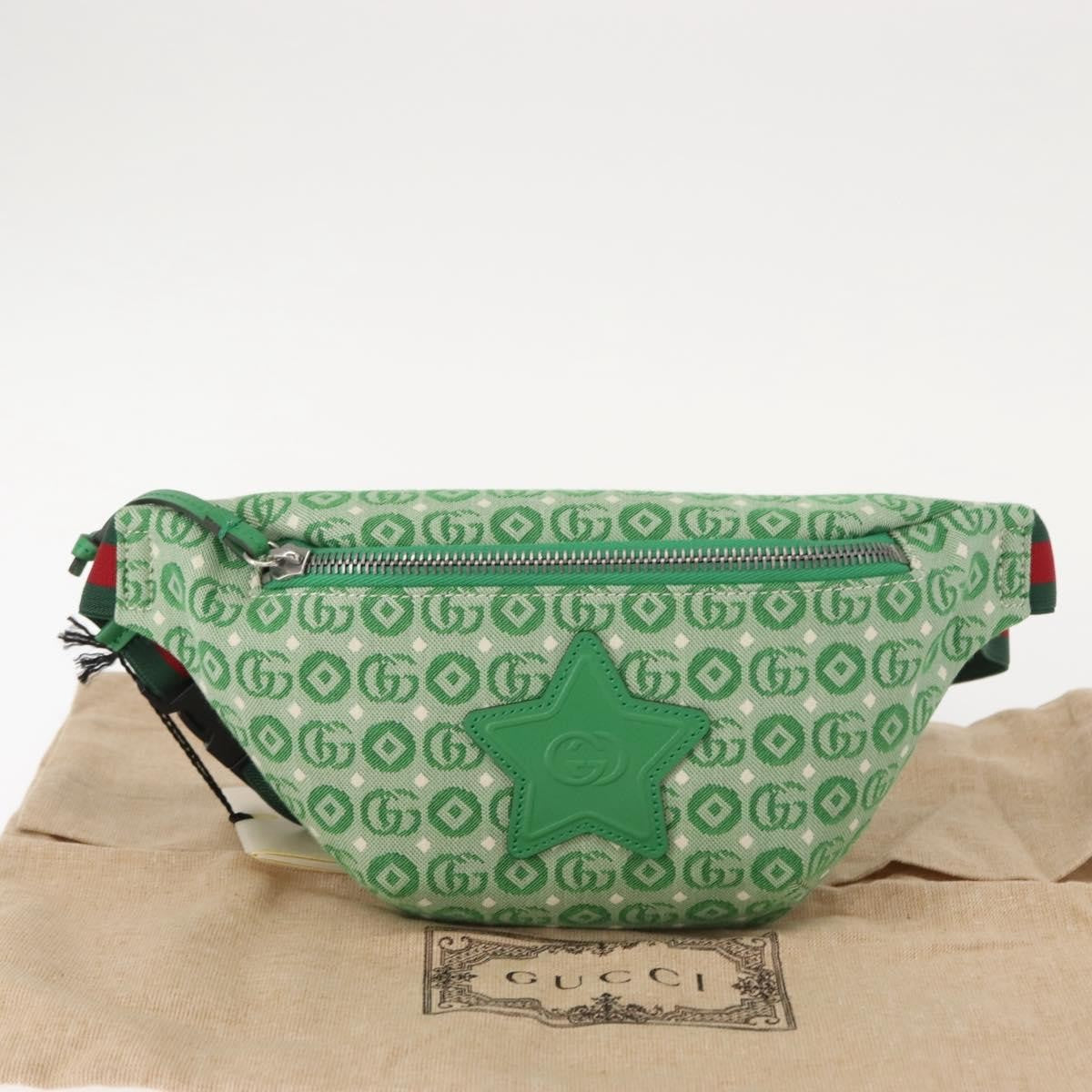 Gucci Waist Pouch Belt Bag GG Canvas, GREEN, CANVAS, Clutche & pouche