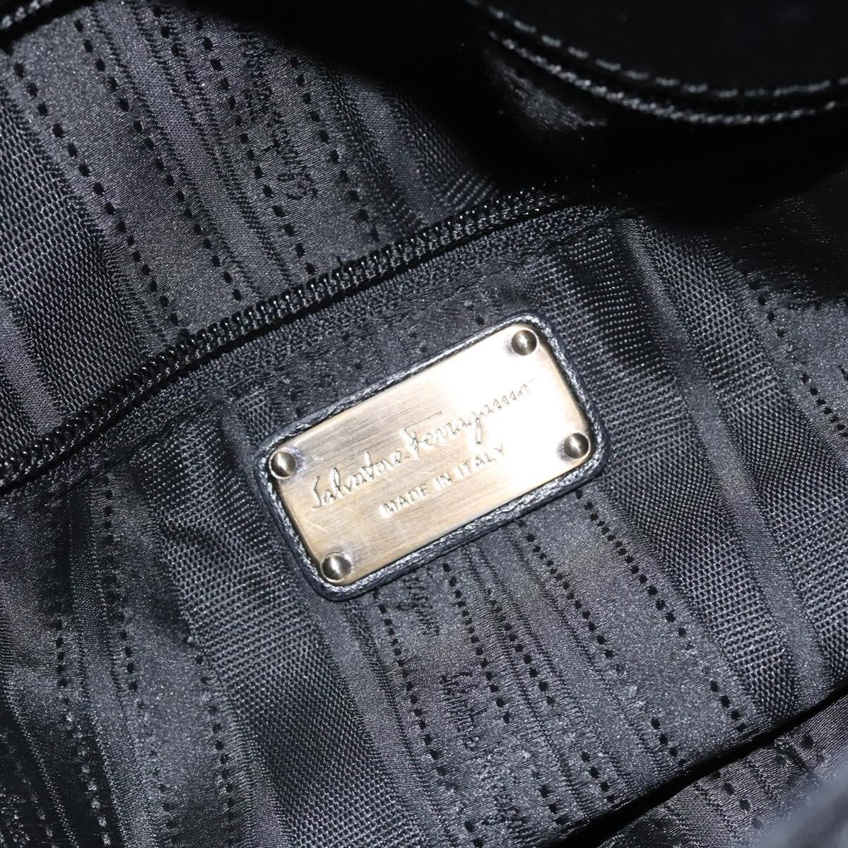 Salvatore Ferragamo Gancini handbag Leather, BLACK, LEATHER, Handbag