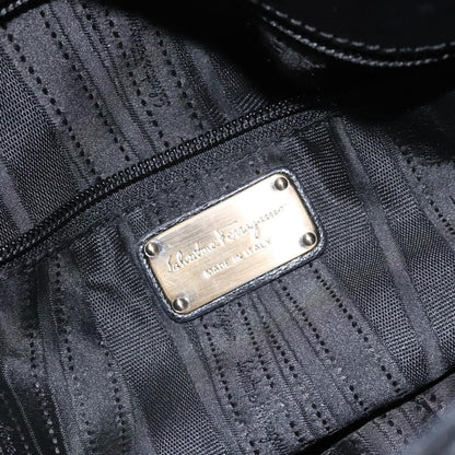 Salvatore Ferragamo Gancini handbag Leather, BLACK, LEATHER, Handbag