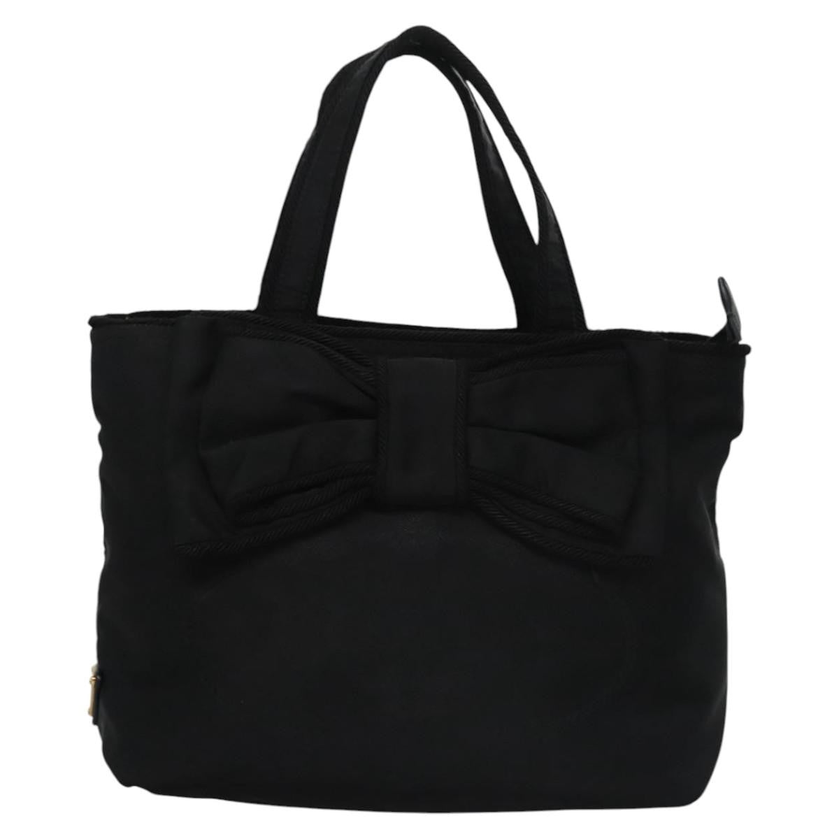 Prada Logo Bow Tote Tessuto, BLACK, NYLON, Tote bag