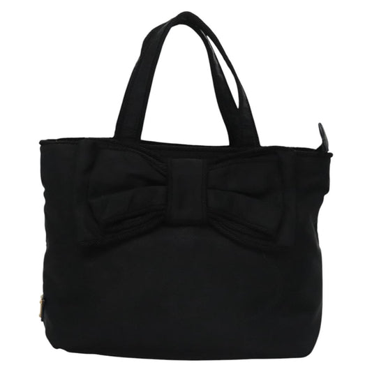 Prada Logo Bow Tote Tessuto, BLACK, NYLON, Tote bag