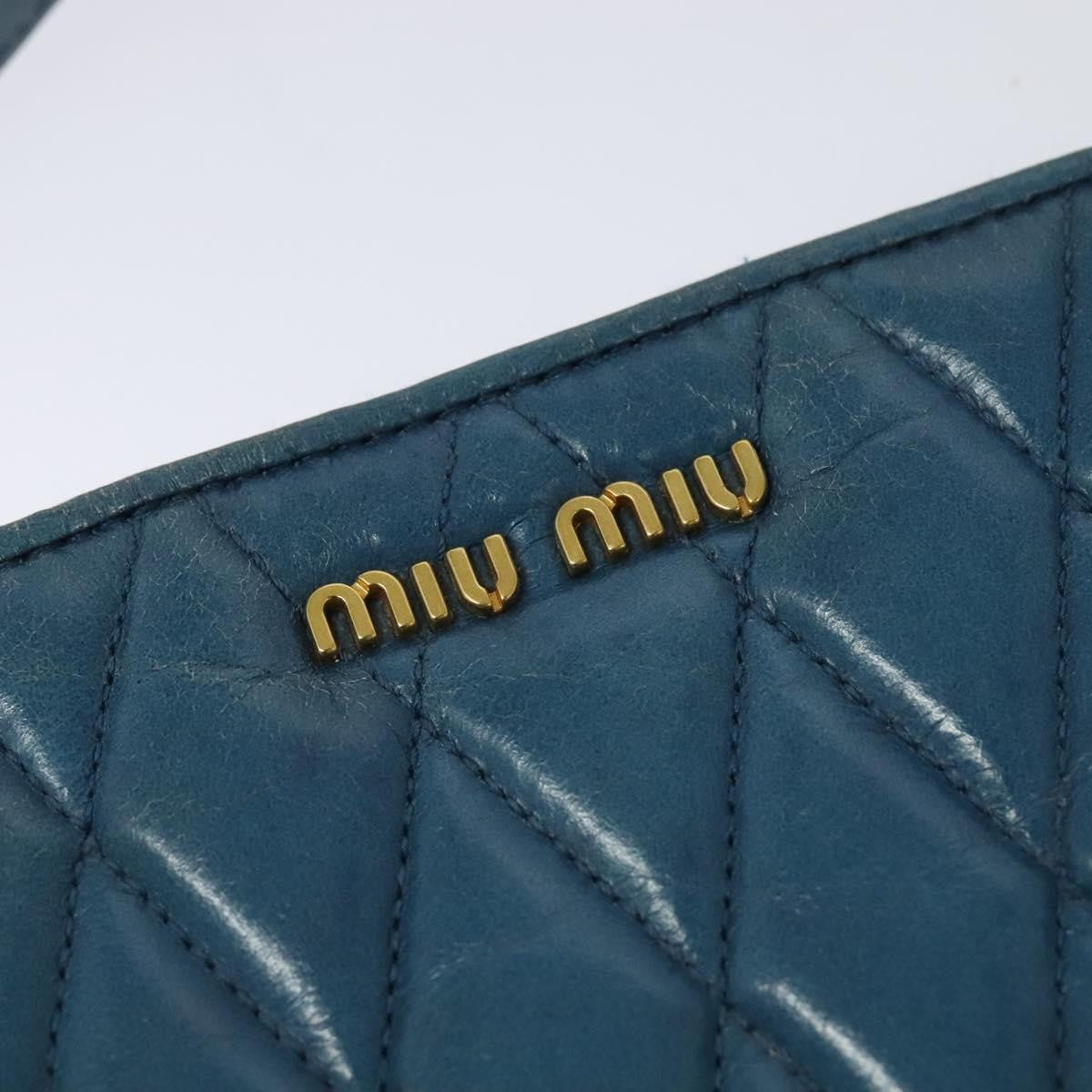Miu Miu Zip Wristlet Pouch Matelasse Leather, BLUE, LEATHER, Clutche & pouche