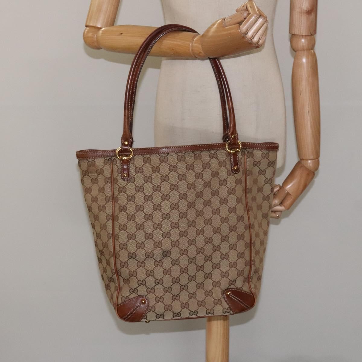 Gucci Vintage tote Leather, BEIGE, CANVAS, Tote bag