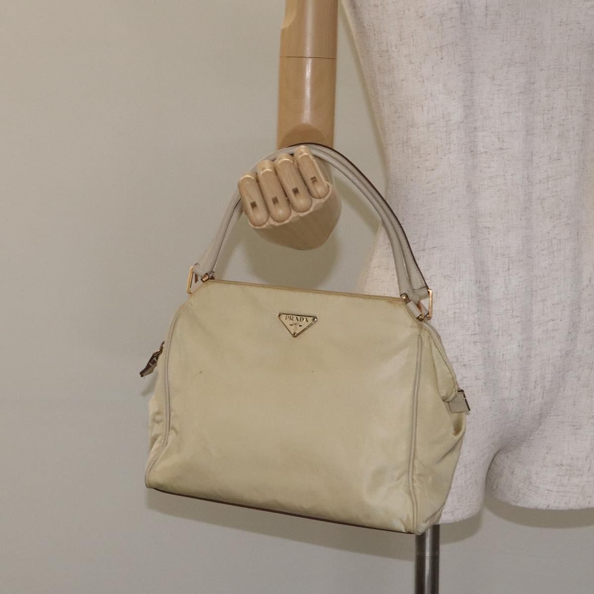 Prada Vintage Zip Handbag Tessuto, BEIGE, NYLON, Handbag