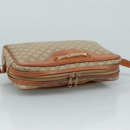 Celine Macadam Shoulder Bag Leather, BEIGE, LEATHER, Shoulder bag