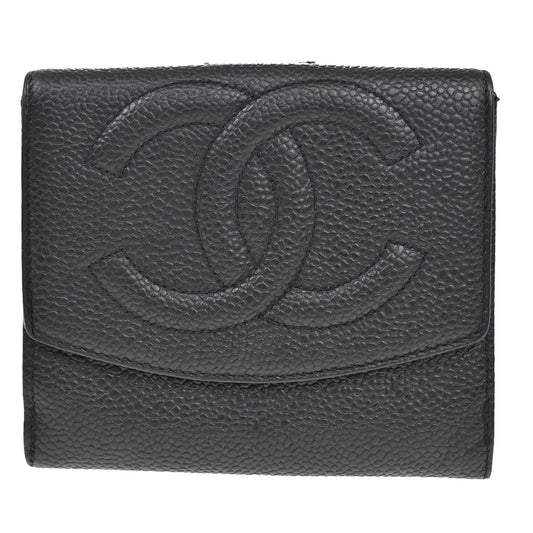 Chanel Timeless Trifold Wallet Leather, BLACK, LEATHER, Wallets
