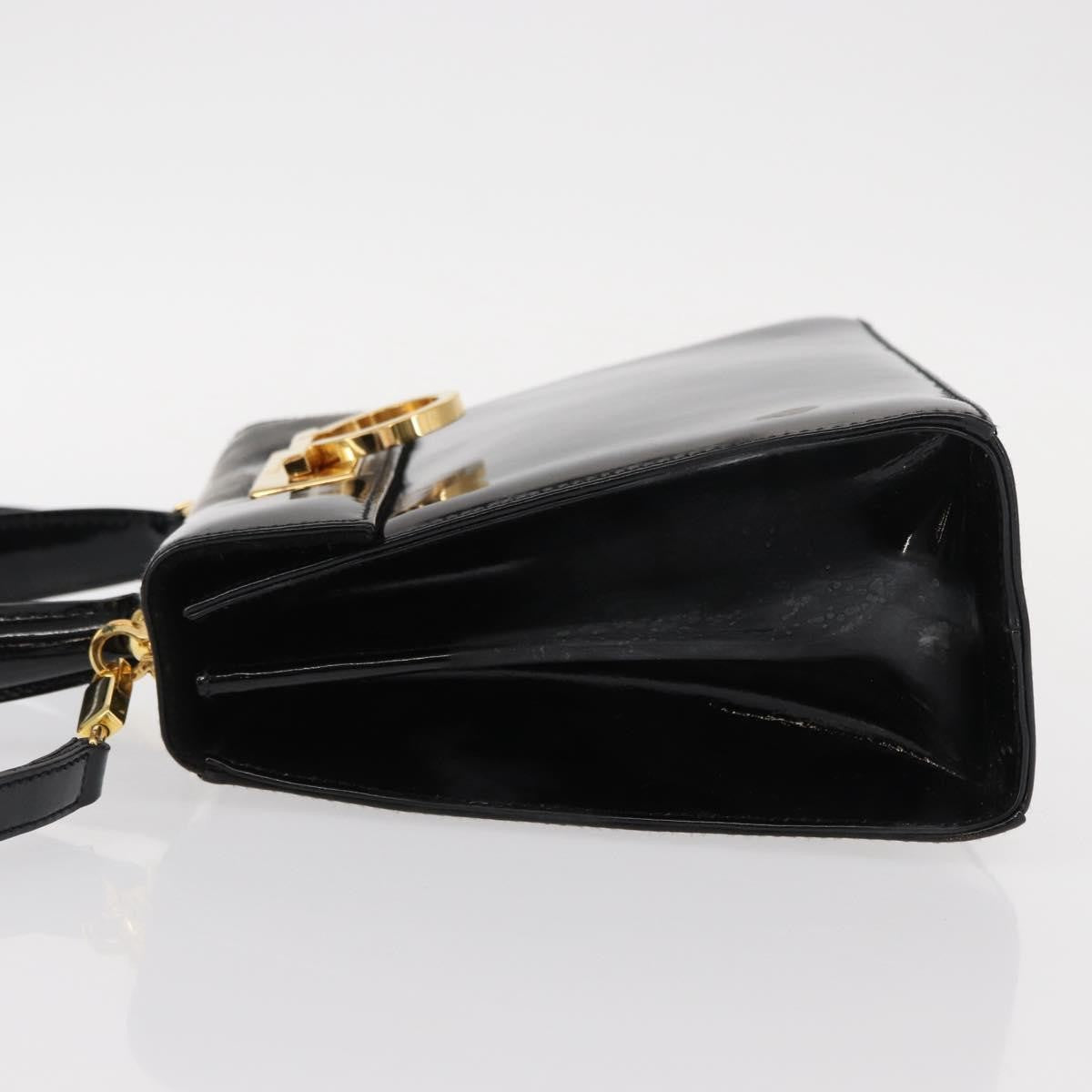 Salvatore Ferragamo Gancini handbag Patent leather, BLACK, PATENT_LEATHER, Handbag