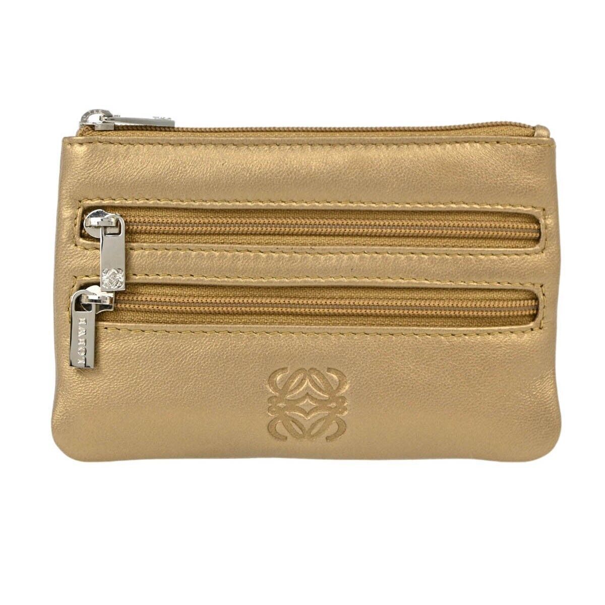 Loewe Anagram Clutch Bag Leather, GOLD, LEATHER, Clutche & pouche