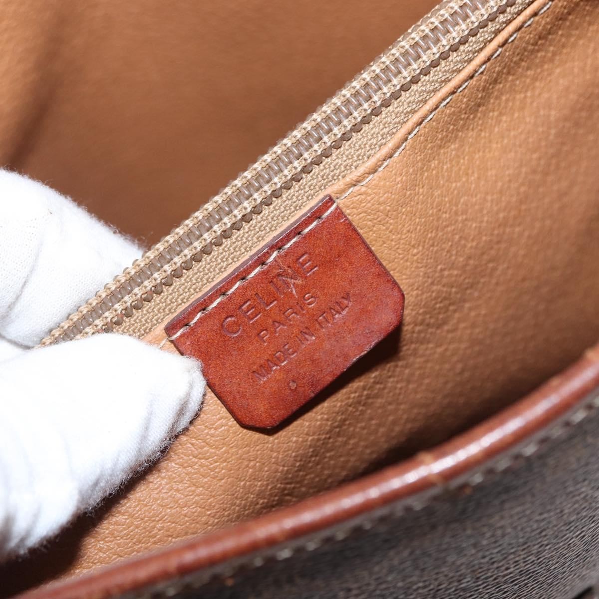 Celine Vintage Macadam Handbag Canvas and Leather, BROWN, CANVAS, Tote bag