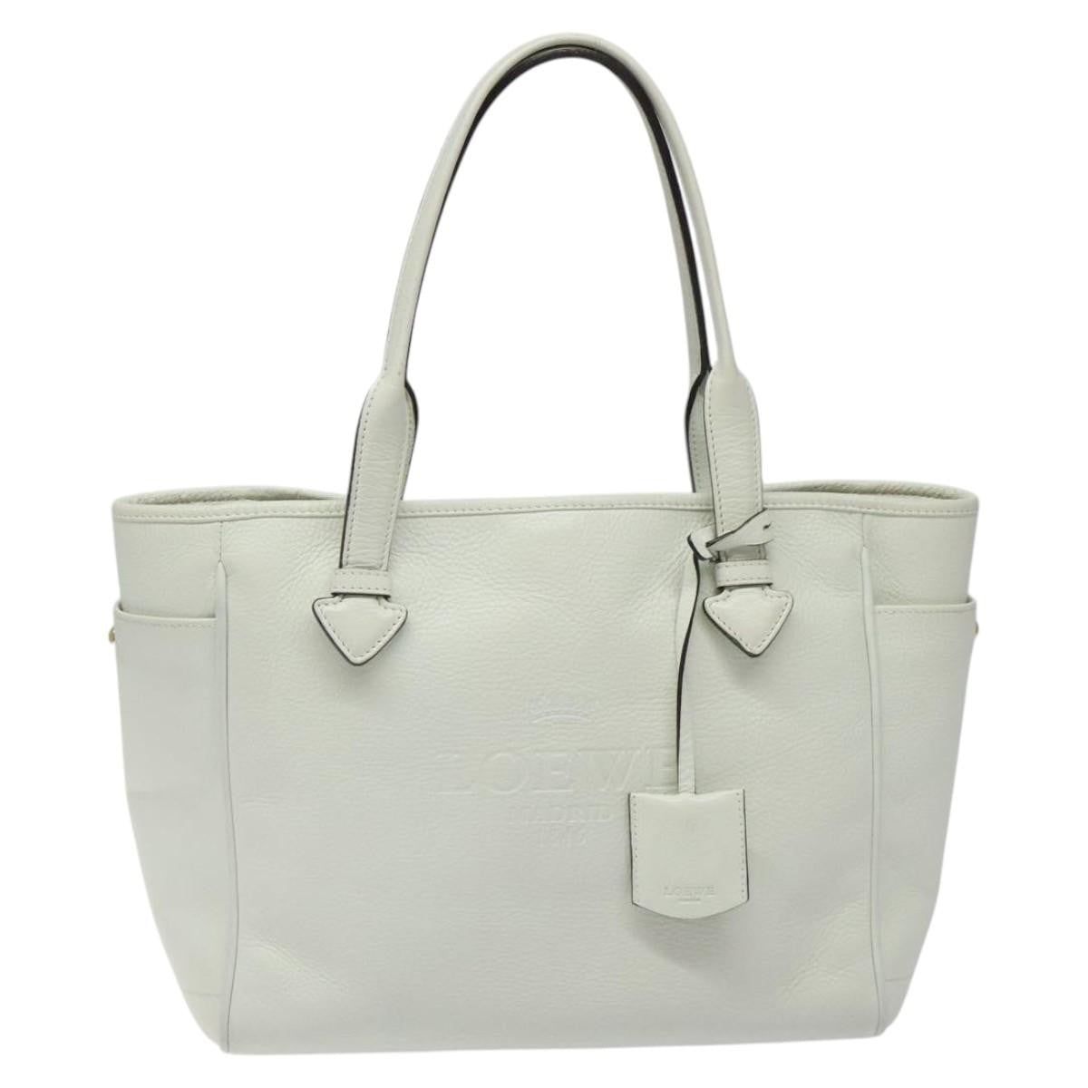 Loewe Heritage Tote Leather, WHITE, LEATHER, Tote bag
