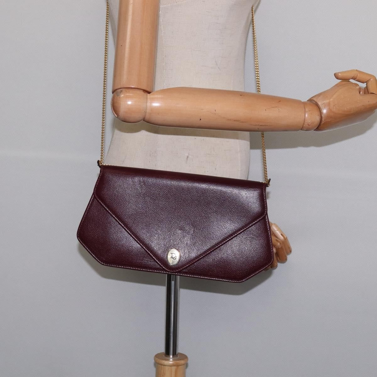 Christian Dior Flap chain Shoulder bag Leather, BURGUNDY, LEATHER, Shoulder bag