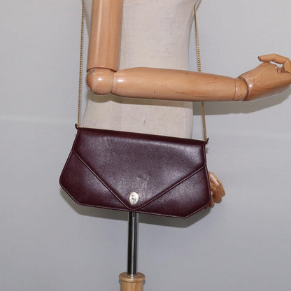 Christian Dior Flap chain Shoulder bag Leather, BURGUNDY, LEATHER, Shoulder bag