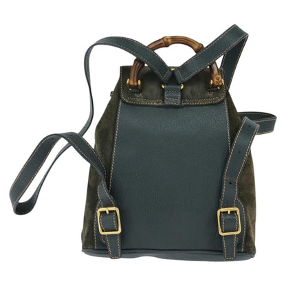 Gucci Vintage Bamboo Backpack Suede, KHAKI, SUEDE, Backpack